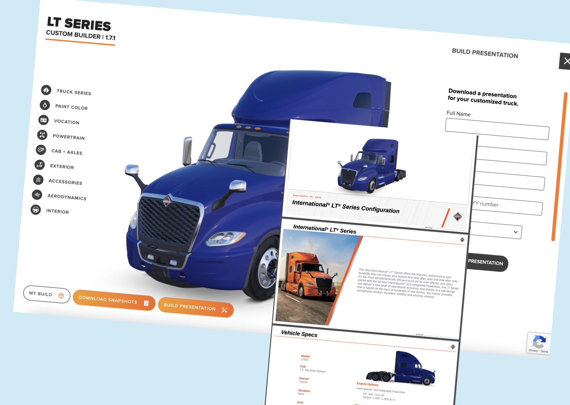 International Truck Configurator project screenshots